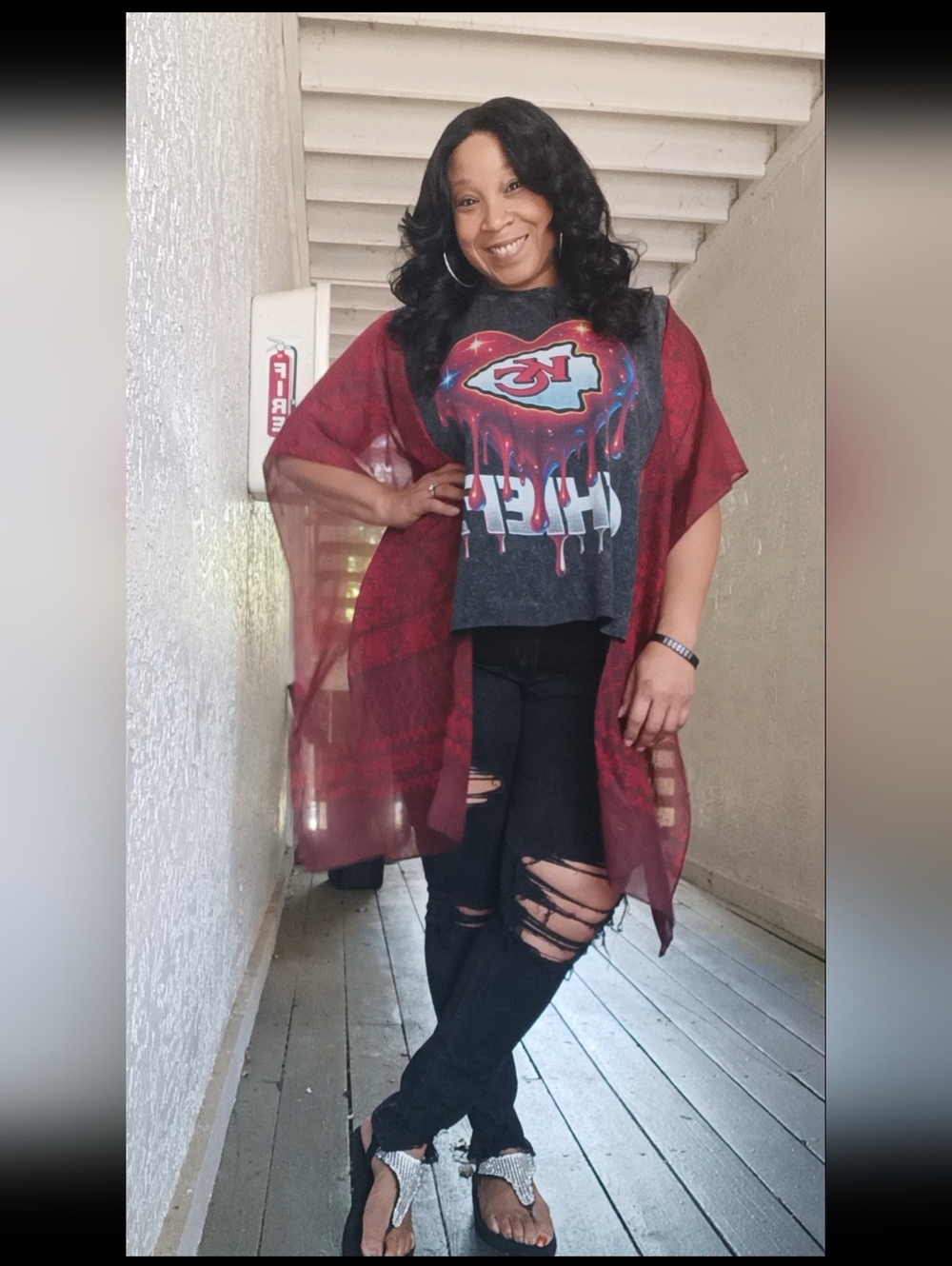 Upcycled Kansas City Chiefs Graphic Tshirt / Poncho